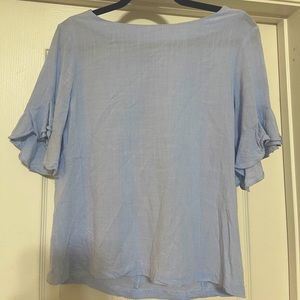 Linen ruffle sleeve blouse